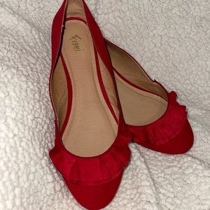 NEW red sued dress flats
